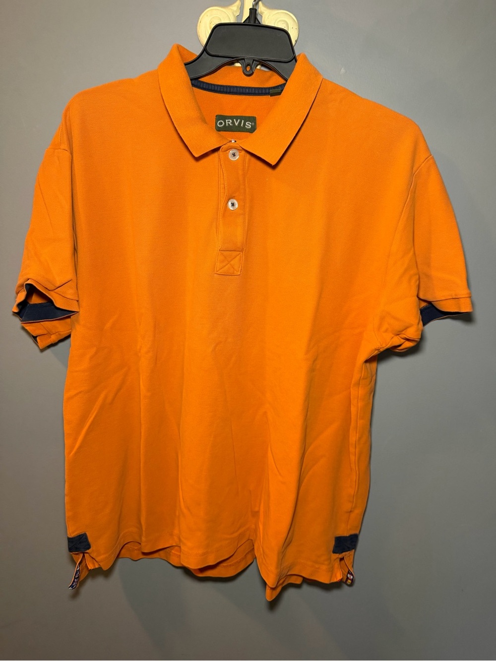 Orvis Men's Bright Orange Polo with Contrast Trim 100% Cotton